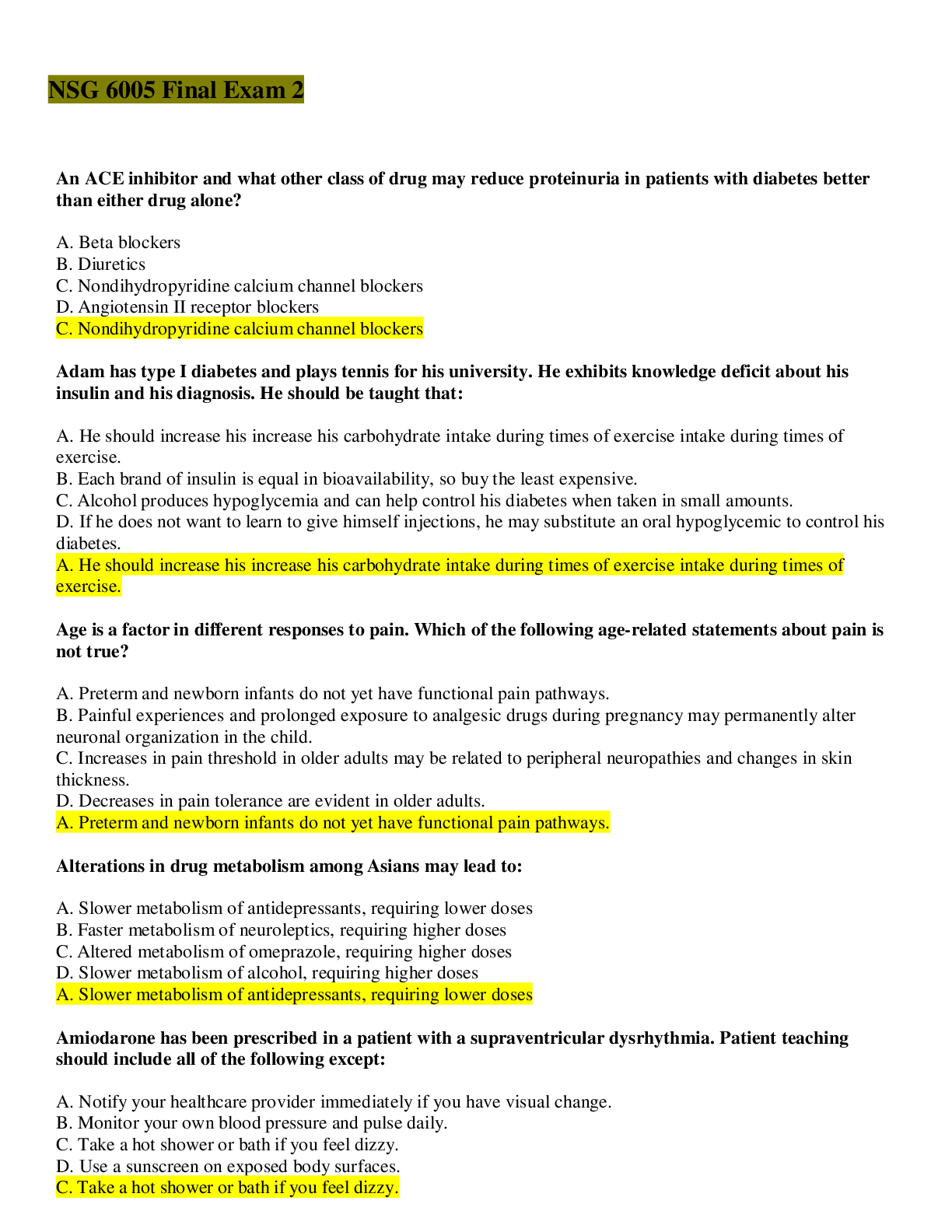 Preview image for NSG 6005 Final Exam 2/ Graded A